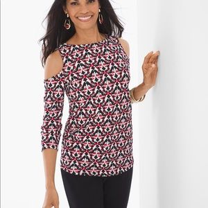 Chico’s Luxe Heels Cold shoulder top